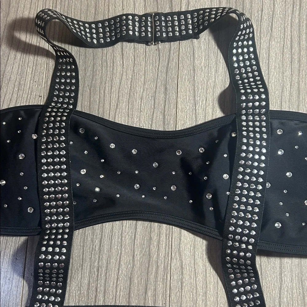 NWT One Piece Swimsuit with Rhinestone Accents, M - Picture 3 of 5